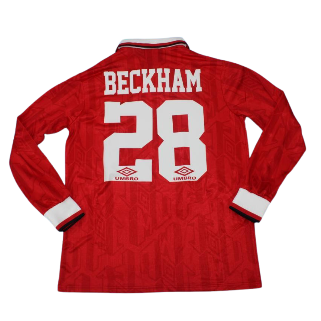 Manchester United Heim Champions Version Langarm 92/93 "Beckham" Nº 28